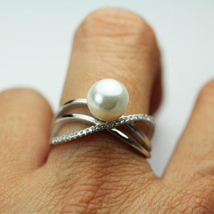 SSR192 <span class=keywords><strong>Argento</strong></span> <span class=keywords><strong>Componenti</strong></span> <span class=keywords><strong>925</strong></span> Giudizio Anello di Base del Lineare Crisscross Anello Perla di Montaggio - Product Image 4