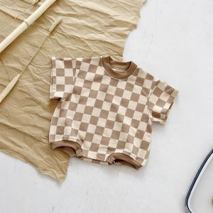 Sommer-Kinderkleidung Baby-Strampler Neuer Baby-Kleinkind Karierter Loser Kurzer Kletteranzug - Product Image 4