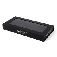 Boîte-cadeau d'emballage magnétique en carton papier noir personnalisé avec fenêtre transparente en pvc