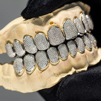 KIBO Grillz Moissanite Hip Hop Rapper en Argent Sterling 925 Plaqué Rhodium, Bijoux de Scène Rap Brillants Unisexe pour Hommes et Femmes