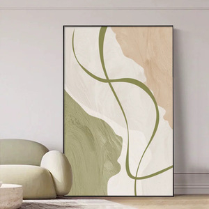 Pintura abstracta al óleo sobre lienzo con marco de aluminio, estilo minimalista para decoración de pared de salón, pieza única, 024004 - Product Image 2