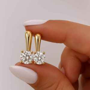 Classic Lab Grown Diamond Stud <b>Earrings</b> for Women Round Brilliant Cut 925 Sterling <b>Silver</b> Premium Everyday Jewelry - Product Image 1