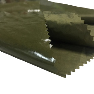 2020 Stock Readymade Bóng Cao Cấp Shinny Pu 20d 380T Downjacket Windbreak Siêu Nhẹ Nylon Taffeta Áo Khoác Ngoài Trời Vải - Product Image 1