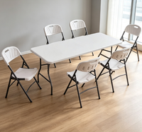 Table de salle à manger pliante rectangulaire en plastique, moderne et minimaliste, blanche, portable, pour extérieur, événements et stands, directement de l'usine