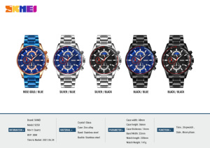 Montre chronographe ronde pour homme, montre-bracelet de luxe en acier inoxydable, montre à quartz étanche 30M - Product Image 3