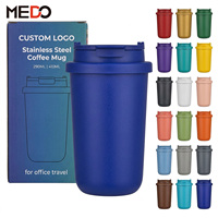 Tasses à café isothermes en acier inoxydable à double paroi de 10 oz et 14 oz, avec logo personnalisé, pour le camping, le bureau, avec couvercle à rabat