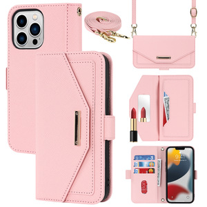 Custodia a Portafoglio in Pelle PU con Slot per Carte, Specchio e Laccetto a Tracolla per <span class=keywords><strong>iPhone</strong></span> 17 16 15 <span class=keywords><strong>14</strong></span> 11, Cover Magnetica con Supporto e Chiusura a Flip - Product Image 3