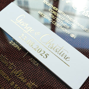 Simple Gold Foiling Clear Acrylic Wedding Invitation With Waist Band and <strong>RSVP</strong> Itinerary <strong>Card</strong> for Wedding Greeting Event Party - Product Image 5