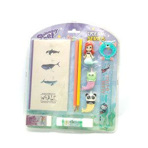 Papeterie Soododo XDDD125 : Crayons 3D colorés, crayons en forme d'animaux (licorne, sirène), règle, colle, gomme, cahier - Product Image 1