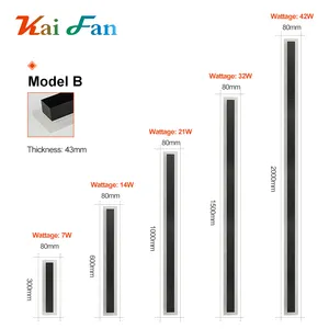 KAIFAN 110v 220v מודרני חיצוני חיצוני ליניארי רצועת קיר מנורת 3000k חם לבן גן פמוט ארוך Led קיר אור