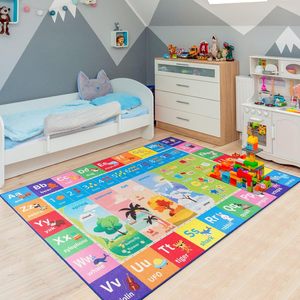 3x5 <span class=keywords><strong>Tapis</strong></span> en polyester moderne fait à la machine pour enfants <span class=keywords><strong>Tapis</strong></span> de maison lavable <span class=keywords><strong>Tapis</strong></span> de jeu éducatif <span class=keywords><strong>Alphabet</strong></span> Numéros Saisons Formes Apprentissage - Product Image 3
