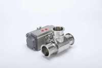 Pour les médias de gaz OEM personnalisable mandrin sanitaire à connexion rapide vanne à boisseau sphérique à 3 voies SUS304/SUS316L manuel d'actionneur pneumatique