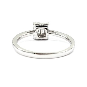 Hong Kong Drop Shipping bonne qualité personnalisé 18k solide or blanc véritable diamant princesse mince cluster anneaux pour femme fiançailles - Product Image 3