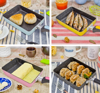 Nouvelle poêle à Tamagoyaki antiadhésive prête à l'emploi avec poignée en plastique amovible, compatible four, pour omelettes, steaks, camping, sans PTFE, OEM disponible