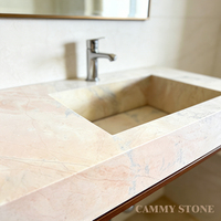 Lavabo rectangulaire en marbre Rosa Portugallo naturel Cammy Stone, finition polie, pour salle de bain, meuble-lavabo, hôpital, salle à manger