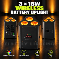 Projecteur LED sans fil sur batterie pour événements et mariages, 3x18W RGBAW+UV, avec DMX et télécommande IR