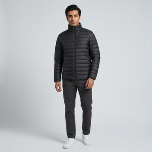 Custom Winter Duck Men's OEM Classic Work Puffer <b>Jacket</b> Outdoor <b>Waterproof</b> Breathable Quick Dry Stand Collar Front Logo - Product Image 1