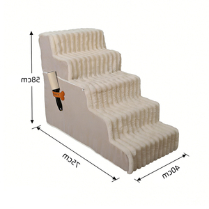 Escalier pour animaux de compagnie en polaire douce 40x45x35cm, antidérapant, pour intérieur, avec poche latérale pour petits animaux - Product Image 2