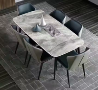 Table à manger de luxe au prix d'usine italienne, design moderne rectangulaire contemporain, plateau en marbre, pieds en fer, meubles de maison durables