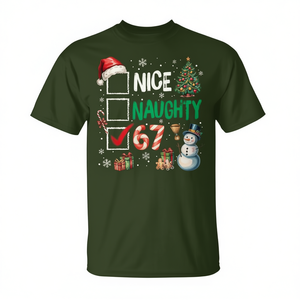 T-shirt de Noël Nice Naughty 67 pour adulte, unisexe, manches courtes, col rond, imprimé numérique, design de vacances - Product Image 3