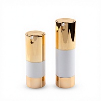 Flacon Airless de Luxe 15ml 30ml 50ml pour Lotion et Shampooing, en PP/PE/AS avec Pompe Pulvérisatrice Dorée, Emballage Cosmétique Écologique