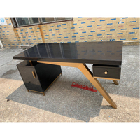 Couleur en option Mini taille bureau à domicile bureau d'étude Corian Table de bureau en pierre avec placard arrière