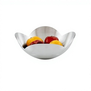 Stainless Steel Modern Adjustable Non-Folding Precision Tolerance Fruit Bowl Single Tier Decorative <b>Tabletop</b> <b>Storage</b> Display - Product Image 1
