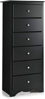 Tiroirs de coffre en bois à 6 tiroirs Grand placard de rangement étroit pour chambre à coucher Salon Placard Couloir-Armoire noire