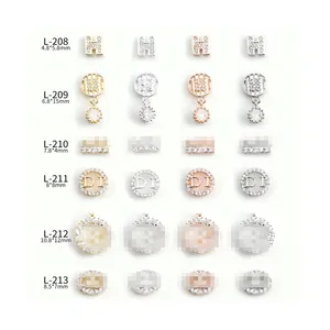 L208-227 3D指甲零件全锆石材料金银铂玫瑰金日本奢华设计品牌标志指甲装饰