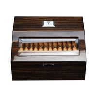 Boîte en bois de noyer personnalisée - Fenêtre en verre inclinée et peinture haute brillance, Coque de compteur de style chinois sur mesure