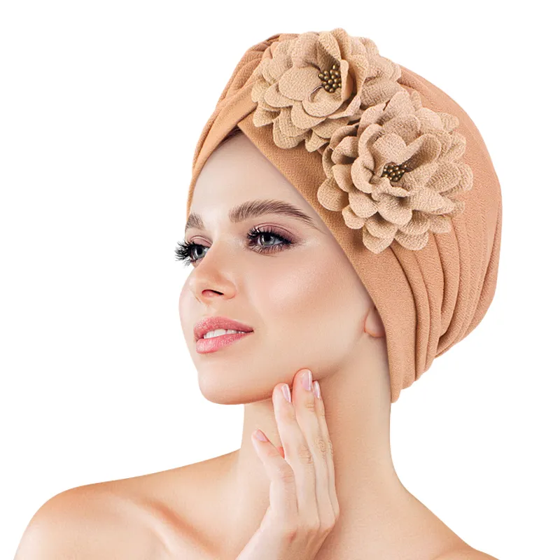 Turbante da donna con supporto per la personalizzazione con bellissimo turbante in poliestere a tinta unita a fiori