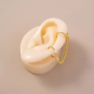 Pendientes de conexión con dos orificios para las orejas para mujer, aretes individuales con hebilla corta para las orejas