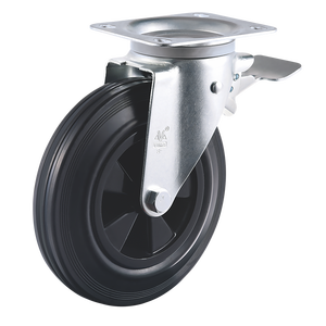 VIMA Heavy Duty Iron Wheel and Castor 6 Inch Rubber PP Workbench Caster Fixed Plate 160kg <b>Trolley</b> Waste Bin Wheel - Product Image 3