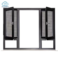 Fenêtre à battant en aluminium à ouverture extérieure, double battant vers l'extérieur avec moustiquaire, système de protection personnalisé, fenêtre en verre