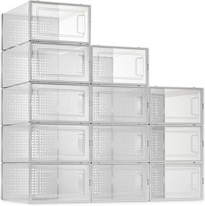 Wholesale Custom Shoes Box Plastic Medium Foldable Stackable Clear Shoe Storage Shoe Box Plastic