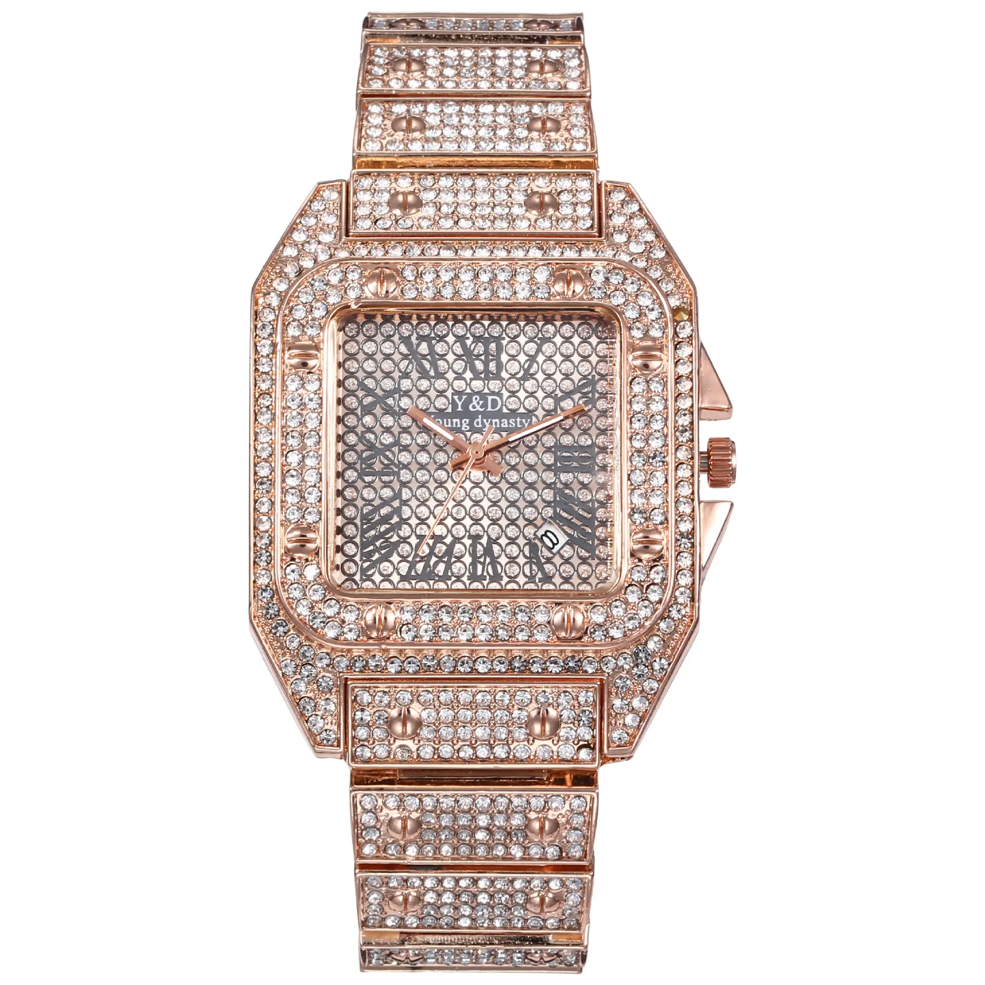 5005 Luxury Square Gold Silver Full Diamonds orologi da uomo Bling Hip Hop orologio al quarzo 2023