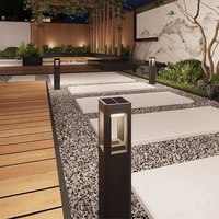 Lampu tonggak LED aluminium untuk lanskap taman tenaga surya tahan air 3000K 6000K lampu rumput dengan peringkat IP65 untuk penggunaan luar ruangan
