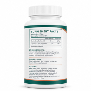 Complexe de zinc chélaté à haute absorption 25 mg, complément alimentaire, comprimés de picolinate et bisglycinate de cuivre, soutien immunitaire, 60/90, GMP, HACCP - Product Image 6