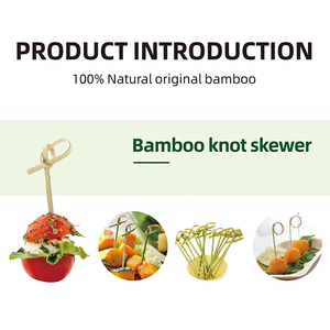 Brochetas de nudo de bambú rojo y negro, herramientas Teppo con logotipo personalizado con púas de hamburguesa de bambú Natural, palo de flores para barbacoa, accesorios para el hogar - Product Image 5