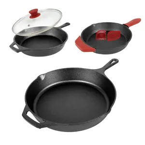 Dropship 3Pcs Pre-Seasoned Cast Iron Skillet Set 6/8/10in Non