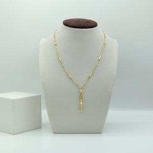 Collar Dokiyu con Diseño en Y de Oro Real de 22K, Multicapa, con Detalle de Cuentas en Dos Tonos, Colección de Joyería Fina para Mujer - Product Image 4