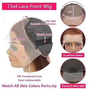 Peluca de cabello humano brasileño 100% sin pegamento <span class=keywords><strong>Bob</strong></span> de 30 pulgadas con Base de encaje Color HD hecho a máquina pelo liso Bang Fringe mujeres - Product Image 5