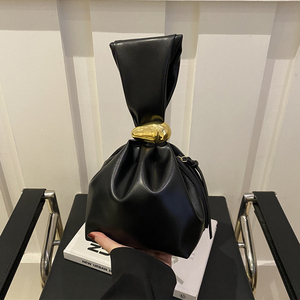 Wholesale Vintage Pleated Design Fashion Clutch Crossbody <strong>Bag</strong> PU Leather Knot Top Handle <strong>Bag</strong> for Women - Product Image 2