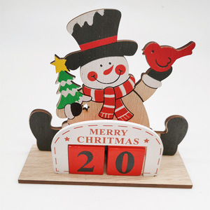 Calendrier de l'Avent de Noël en bois, figurines Père Noël, bonhomme de neige, renne, décoration de compte à rebours pour enfants, utilisation en intérieur - Product Image 2