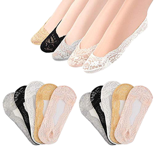 Calcetines invisibles de algodón con logotipo personalizado para mujer, de corte bajo, sin cordones, con forro antideslizante de gel de silicona y agarre en el talón. - Product Image 1