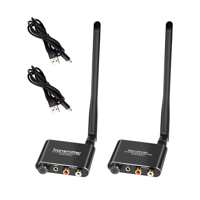 50M Wireless Audio Music Adapter RX/TX Audio Transmitter and Receiver 2.4G No Delay With 3.5mm R/L RCA Audio LAN Audio Extender