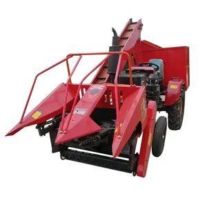 Mini tractor with corn cob harvest header combine harvester
