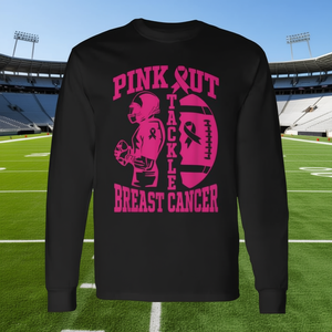 T-shirt à manches longues avec motif de football rose pour la sensibilisation au cancer du sein - Product Image 3