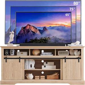 Meuble <span class=keywords><strong>TV</strong></span> Centre <span class=keywords><strong>de</strong></span> divertissement moderne avec porte coulissante à panneau <span class=keywords><strong>de</strong></span> forme d'onde, meuble <span class=keywords><strong>de</strong></span> rangement pour console multimédia, <span class=keywords><strong>barre</strong></span> <span class=keywords><strong>de</strong></span> <span class=keywords><strong>son</strong></span> et étagère réglable - Product Image 4