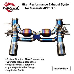 ท่อไอเสียไทเทเนียมแบบเชื่อมต่อ Vortex Pie-Cut สำหรับ Maserati MC20 3.0L Twin-Turbo พร้อมปลายท่อแบบคู่สีเบิร์นท์ และวาล์วเสียงคู่ - Product Image 1